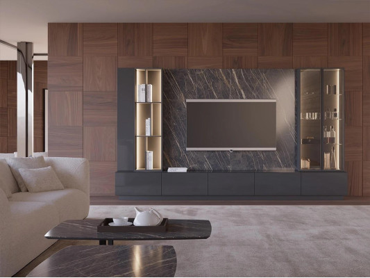 Set completo mobili da soggiorno 6 pezzi, parete attrezzata design, mobili in legno, arredamento di lusso.