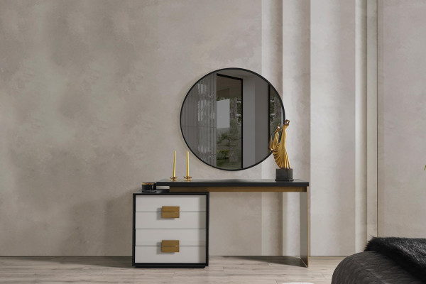 Camera da letto. Set di design elegante con specchio per toletta di lusso 2 pezzi.