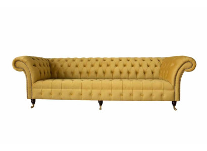 Elegante divano design a 4 posti in tessuto di lusso Chesterfield giallo