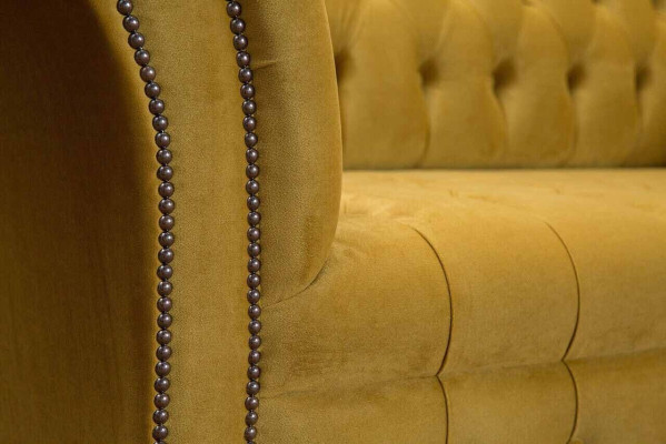 Poltrona Chesterfield Arredo Set 2x Poltrona Singola Set Divano Sofa Giallo Tessile
