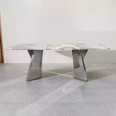 Tavolo da pranzo di lusso in vetro Tavolo da pranzo di lusso Tavoli grigi Tavolo 200x100