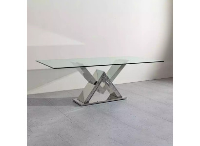 Tavolo da pranzo di lusso Tavolo a colonna Argento Tavoli da pranzo Tavolo da pranzo in vetro