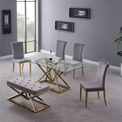 Tavolo in vetro Tavoli a colonna Tavoli argentei Tavoli di vetro Tavolo Tavolo di lusso- 180x90