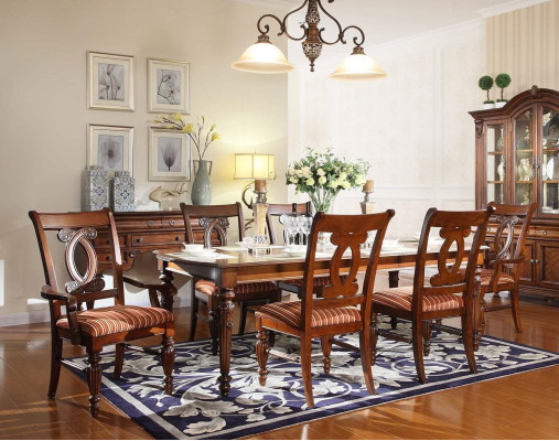 Sala da pranzo Tavolo da pranzo 4x Sedia 2x Salotto Set 7 pezzi Mobili di lusso in legno