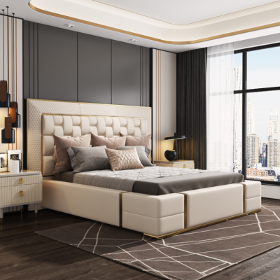 Camera da letto di lusso Letto Imbottito Design Letti matrimoniali di lusso Mobili Nuovi