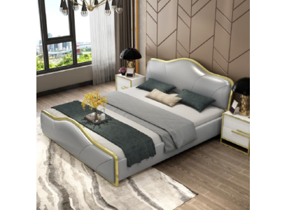 Camera da letto Letto Imbottito Design Lusso Letti Matrimoniali in Hotel Mobili in Legno