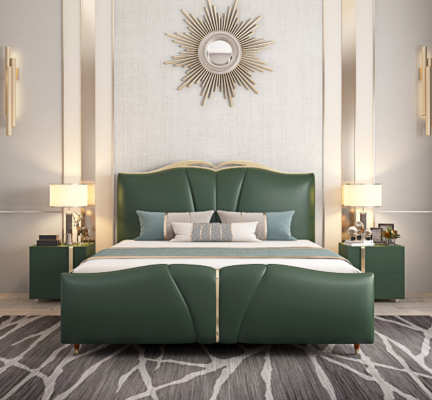 Letto mobili di lusso telaio in legno camera da letto arredamento in pelle sintetica nuovo