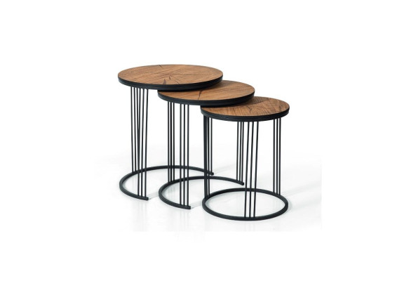 Set doppio di 3 tavolini da salotto e da caffè dal design moderno per il soggiorno.