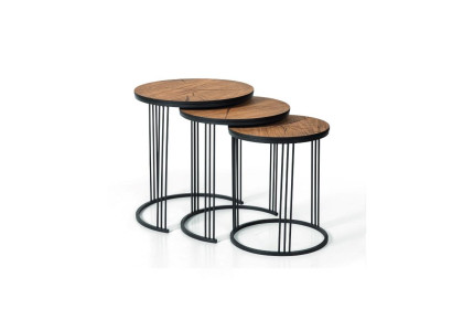 Set doppio di 3 tavolini da salotto e da caffè dal design moderno per il soggiorno.