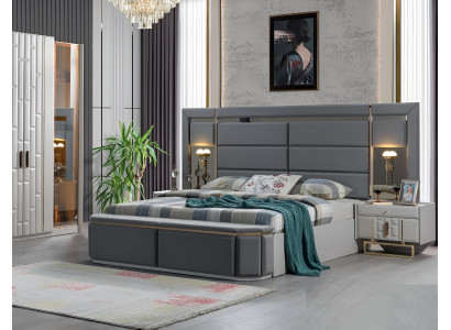 Camera da letto completa Letto 2x Comodini Nuovo Set di mobili di lusso Arredamento