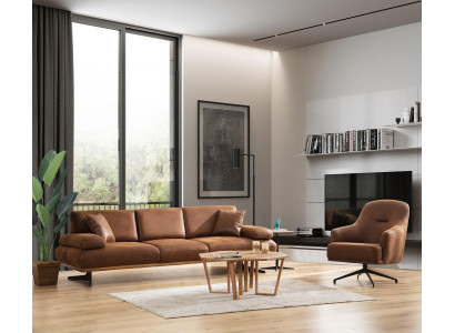 Set da soggiorno 2 pezzi moderno divano quattro posti poltrona lusso salotto