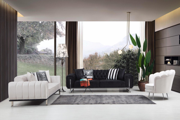 Set da soggiorno 2x divano a tre posti Chesterfield poltrona design mobili di lusso