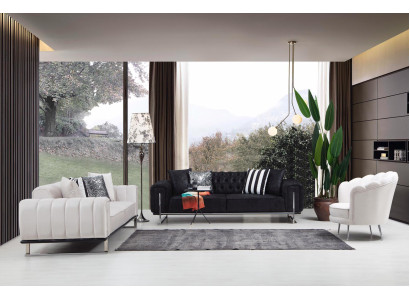 Set da soggiorno 2x divano a tre posti Chesterfield poltrona design mobili di lusso