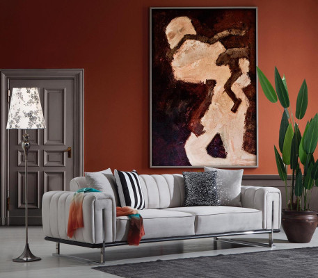 Soggiorno Grigio Divano Couch Tre posti Moderni Divani Nuovi Mobili da Sedere