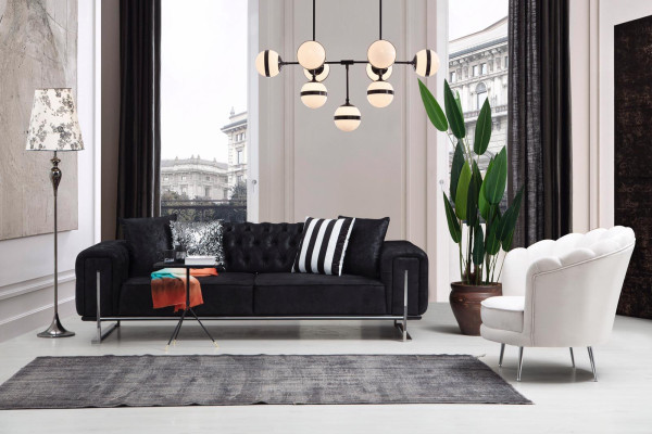 Mobili moderni soggiorno completi Divano Tre posti Poltrona imbottita