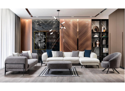 Set soggiorno 3 pezzi divano a forma di L divano a tre posti poltrone imbottite poltrona nuova