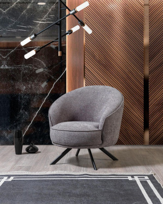 Soggiorno moderno grigio design poltrona lusso mobili imbottiti nuovi.