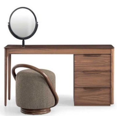 Set camera da letto di lusso con tavolo trucco e specchio, sgabello design moderno.