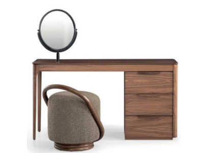 Set camera da letto di lusso con tavolo trucco e specchio, sgabello design moderno.