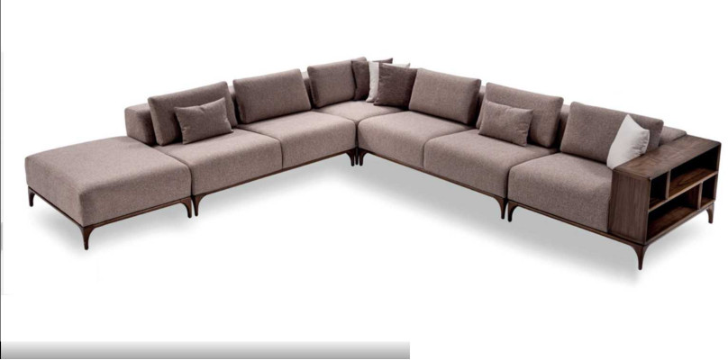 Set da soggiorno di lusso 2 pezzi con divano ad angolo a forma di L e tavolino da salotto design moderno