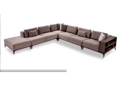 Set da soggiorno di lusso 2 pezzi con divano ad angolo a forma di L e tavolino da salotto design moderno