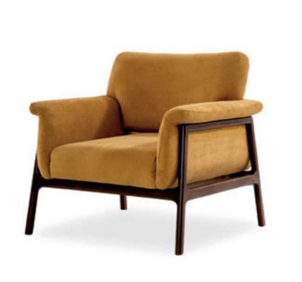 Poltrona Per Soggiorno Di Lusso Design Moderno Legno Con Tessuto Lounge Club