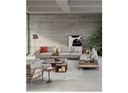 Soggiorno Divano angolare a L in legno Sofà ad angolo Divano Soggiorno Divano di lusso