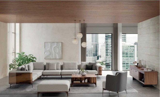 Soggiorno divano ad angolo a L in legno moderno con design di lusso divano angolare