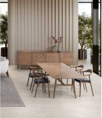 Set da pranzo di lusso 6 pezzi, set da pranzo con tavolo e 4 sedie con credenza
