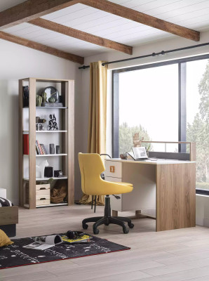 Scrivania per bambini Scrivania Scaffale libri in legno Marrone Set 2 pezzi Ufficio