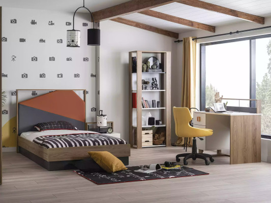 Scrivania per bambini Scrivania Scaffale libri in legno Marrone Set 2 pezzi Ufficio