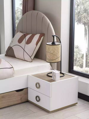 Camera da letto per bambini Cornice letto completa Mobili per bambini Letto Legno Bianco Set 5 pezzi