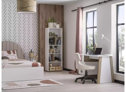 Set da scrivania per camera dei bambini 2 pezzi scaffale computer legno bianco  Imposta scrivania per cameretta bambini 2 pezzi mensola computer legno bianco