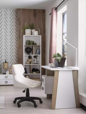 Set da scrivania per camera dei bambini 2 pezzi scaffale computer legno bianco  Imposta scrivania per cameretta bambini 2 pezzi mensola computer legno bianco