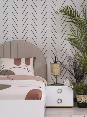 Camera dei bambini, set letto per adolescenti, comodino, letto, legno, bianco, set 3 pezzi