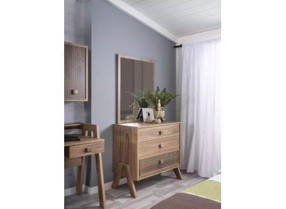 Comò completo con specchio in legno marrone 2 pezzi armadio per la cameretta.