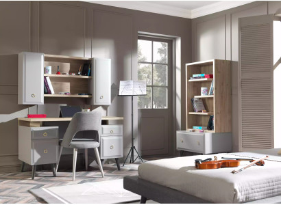 Tavolo per computer Scrivania Scrivania per bambini in legno Grigio Set 3 pezzi Tavolo