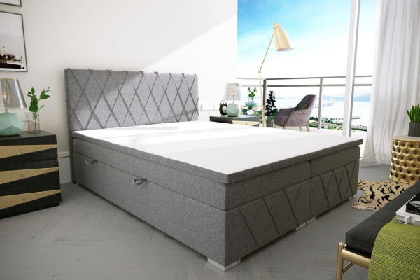 Doppio letto boxspring di lusso grigio design letto letto imbottito camera da letto tessuto