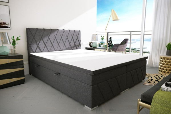 Doppio letto boxspring di lusso grigio design letto letto imbottito camera da letto tessuto