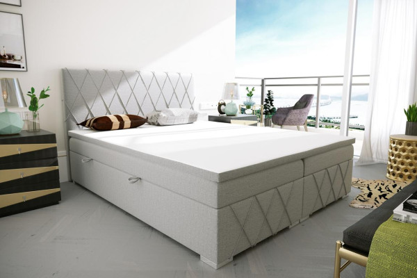 Doppio letto boxspring di lusso grigio design letto letto imbottito camera da letto tessuto