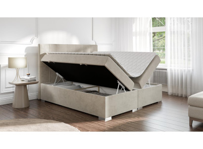 Letto di lusso Camera da letto matrimoniale Tessuto Imbottitura Design Mobili Letto a boxspring