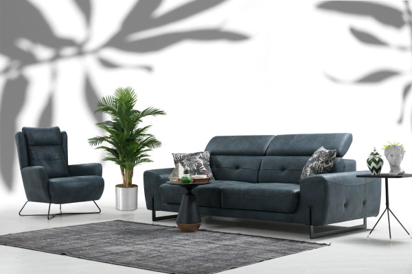 Set moderno composto da 3 pezzi per il soggiorno: divano e poltrone design, nuovi.