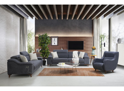 Set di divani completo moderno per soggiorno in tessuto di lusso poltrone.