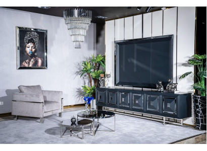 Set di supporti TV, poltrona, tavolino, tavolino, tavolino da salotto 5 pezzi grigio nuovo