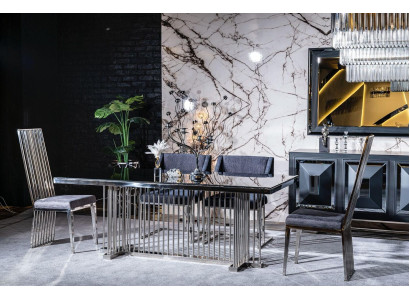 Tavoli di lusso Tavolo da pranzo in metallo Moderno stile moderno.   Tavoli di lusso Tavolo da pranzo in metallo Stile moderno.