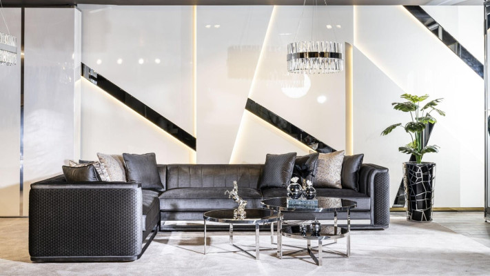 Tavolini da salotto design di lusso 3 pezzi in legno grigio stile moderno.