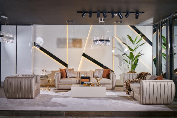 Design divano set 3 + 1 tavolino divano imbottito Colore beige Divano nuovo