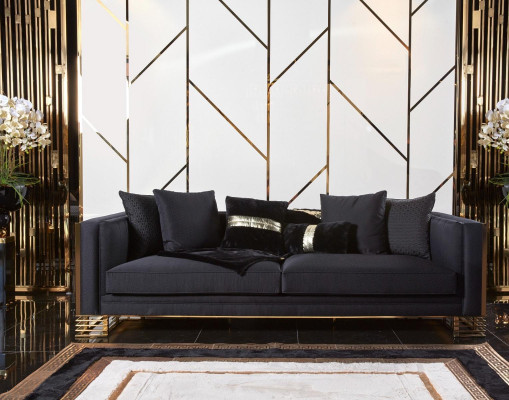 Sofà Set Divano di lusso Poltrona 3+1 posti Tavolino da salotto Tavolino ausiliario Set 4 pezzi