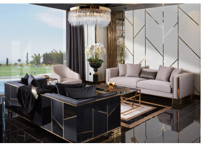 Set di divani divano poltrona 3 + 3 + 1 posto tavolino tavolino da caffè 5 pezzi