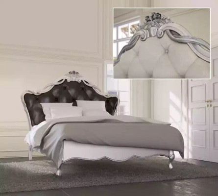 Letto imbottito di design di lusso, letti matrimoniali, camera da letto, mobili italiani.